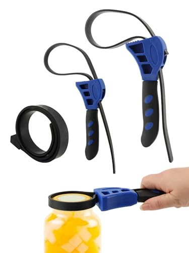2-Pack Adjustable Rubber Strap Wrench Set, Max Diameter 4" and 6" with Rubber Belt, Non-Slip Multipurpose Wrench Tool for Removing Oil Filters, Hard-to-reach Pipes, Jars, Plumbing(COLOR:Blue+Black)