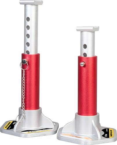 Big RED T43004-1 Torin Aluminum Jack Stands with Locking Support Pins: 3 Ton (6,000 lb.) Capacity, Red/Silver, 1 Pair - size: 3 ton, style: Aluminum Locking