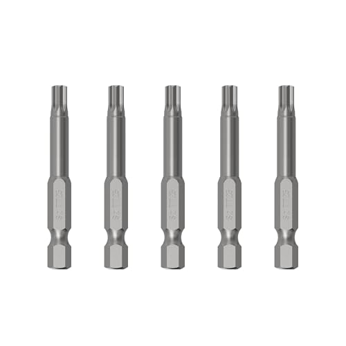 5PCS T25 Magnetic Tamper Proof Torx Screwdriver Bits, 1/4 Inch Hex Shank 2.6 Inch Length S2 Steel Security Drill Torx Head Drill Screw Driver Tools(65mm Long, Star 6 Point) - size: T25
