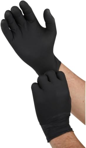Grippaz 6 Mil Thick Black 100% Nitrile Disposable Gloves, Patented Fish Scale Grip, Touch Screen Capable - size: Large