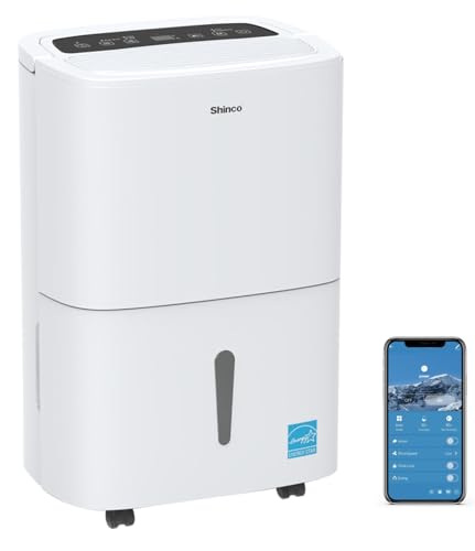Shinco 6,000 Sq.Ft Energy Star Dehumidifier with WIFI, Ideal for Large Rooms and Home Basements, Efficient Moisture Removal with Adjustable Humidity Control, 1.32 Gallons Water Tank - color: 6,000 Sq.Ft.