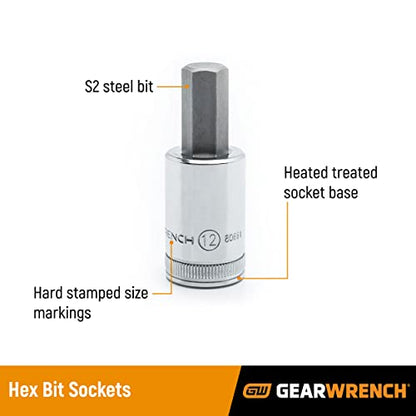 GEARWRENCH 1/2" Drive Hex Bit Socket, 14mm - 80662 - size: 9/16"