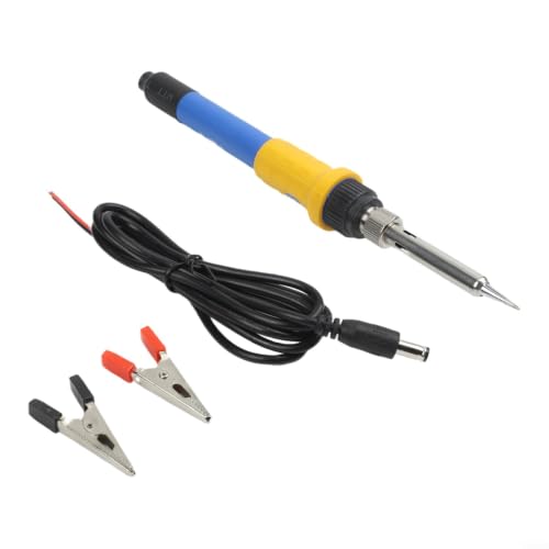 60W 12V DC Soldering Iron with Car for battery Clips - Portable Ceramic Heater for Auto Wiring & Outdoor Repair, Fast Heat-Up Silicone Grip