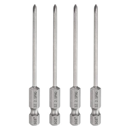 HARFINGTON 4pcs #0 Phillips Screwdriver Bit PH0 1/4" Hex Shank 3.15" (80mm) Long 0.1" Rod Magnetic Cross Head Drill Bits S2 Steel Industrial Screw Driver for Electric Power Tools, Gray - size: PH0 x 3.15" x 0.1"