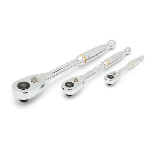 GEARWRENCH 3 Piece 1/4", 3/8” and 1/2" Drive 90-Tooth Quick Release Teardrop Ratchet Set | 81310T - style: 3 Piece