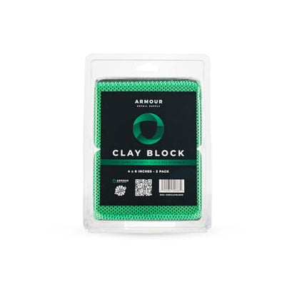 Armour Detail Supply - Clay Block - Safely Removes Stubborn Embedded Dirty Buildup from Paint, Glass and Plastic - 2 Pack