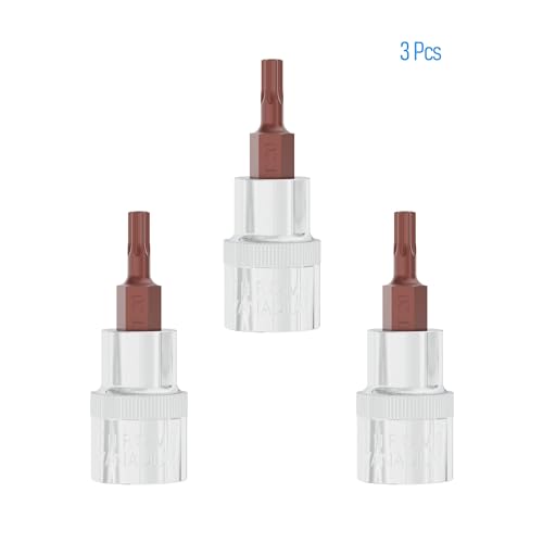 3PCS 3/8" Drive T20 Torx Bit Socket, S2 Steel Bits, Heat Treated CR-V Steel Star Sockets 1.9" Length - size: T20