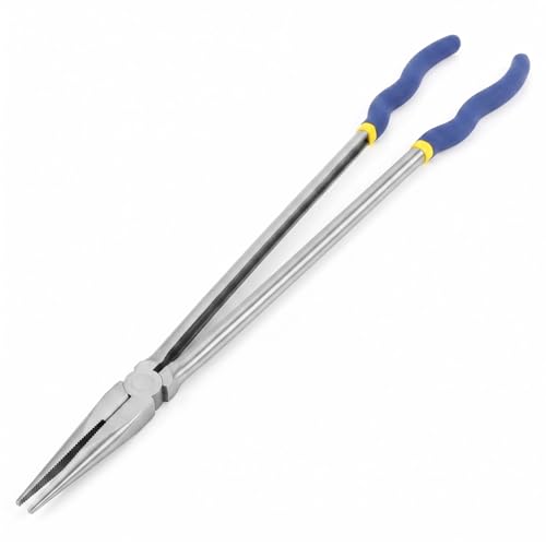 QWORK 16 Inch Long Reach Needle Nose Pliers, Straight Long Nose with Narrow Jaws, Chrome Vanadium Steel Mechanic Pliers for Tight Spaces, Auto/Motorcycle Repair, Machinery & Pipeline Maintenance