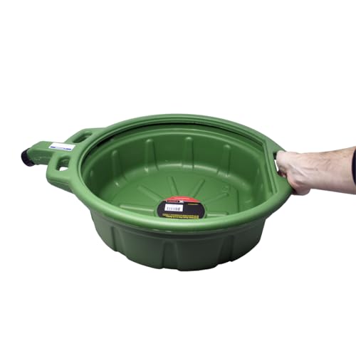 K Tool International 74647 4-1/4 Gallon Antifreeze Drain Pan for Garages, Repair Shops and DIY, Built-in Anti-Splash Lip and Baffles, High Density Polyethylene, Chemical/Solvent Resistant, Green