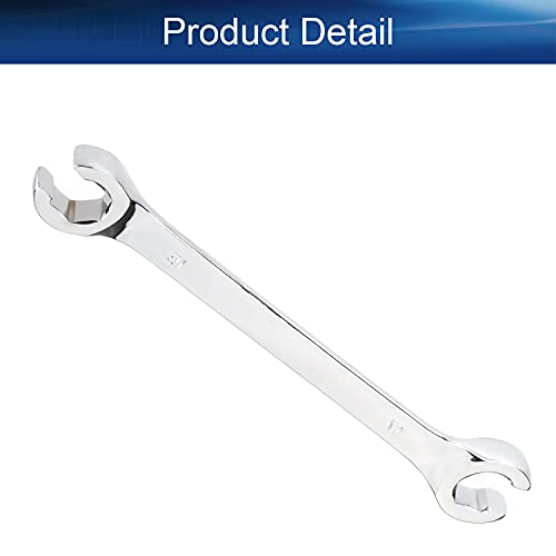 Auniwaig 2-Piece Flare Nut Wrench 15mm x 17mm, Metric, Polished Chrome Plated for Removing or Replacing Nuts on Fuel, Brake or Air Conditioning Lines - size: 15x17mm