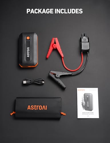 AstroAI B8 3000A Car Battery Jump Starter, 12V Jump Starter Battery Pack (up to 9.0L Gasoline and 7.0L Diesel Engine), Portable Jump Box with 3 Modes Flashlight and Jumper Cable - color: Orange