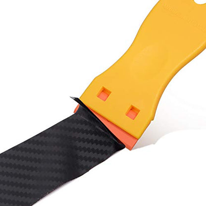 EHDIS 1.5" Plastic Razor Scraper Tool with 10pcs Double Edged Blades for Adhesive Remover,Removing Labels Stickers Decals Taping on Glass Windows(Yellow) - color: Yellow