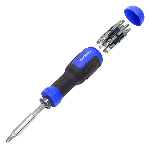 13-in-1 Multi Screw Driver, Adjustable Screwdriver Set Multitool | All in One with Torx Security, Phillips, Flat Head, Hex, Square, 1/4 Nut Driver, Outdoor, Daily Repair Kit, Portable Tools - color: Blue, size: Extendable-NoRatchet