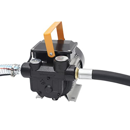 110v DC Electric Fuel Transfer Pump, Self-Priming Diesel Pump or Fuel Oil Pump w/Hoses & Nozzle Kit for Construction or Agricultural Machinery