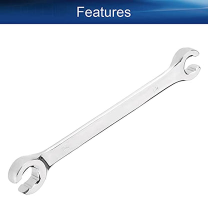 Auniwaig Flare Nut Wrench 12mm x 14mm, Metric, Polished Chrome Plated for Removing or Replacing Nuts on Fuel, Brake or Air Conditioning Lines - size: 12x14mm