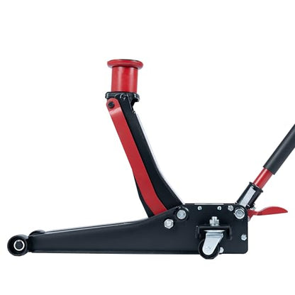 3-Ton (6600lbs) Low-Profile Dual Pistons Heavy-Duty Steel Racing Off Road Floor Jack with Quick Lift Hydraulic Pump, Foot Pedal and Extension Adapter for Car Maintenance