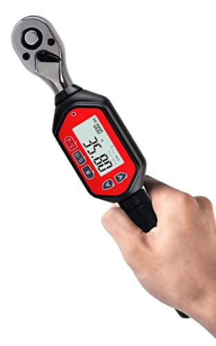 Digital Torque Wrench 3/8-inch Drive, 1.33-44.25 ft-lbs (1.8-60 Nm) (16-531 inch Pound) with Buzzer & LED, Calibrated (VTWM-60), Red