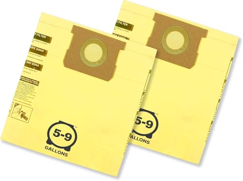 Shop-Vac 9067133 High Efficiency Disposable Vacuum Filter Bags, Fits 5-9 Gallon Tanks, Enhanced Filtration and Dust Control, (2-Pack)