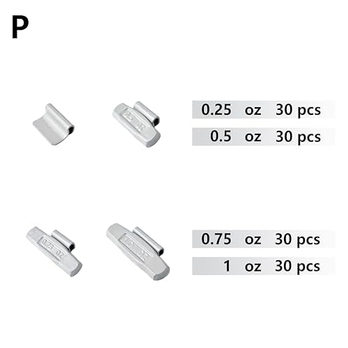 P-M120 Wheel Weight Kit P Style Grey 120pcs/kit: 1/4oz, 1/2oz, 3/4oz, 1oz 30pcs Each - size: P-M120