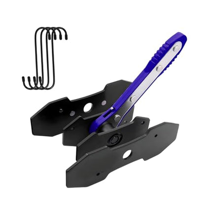 Brake Caliper Compression Tool Kit, 360° Ratchet Piston Compressor with 2 Large Steel Plates & 4 Caliper Hooks, Ratcheting Hand Wrench Expander Brake Pad Spreader for Car Truck SUV (Blue) - color: Blue