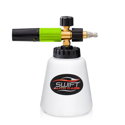 Swift Premium Foam Cannon for Pressure Washer – Heavy Duty Foam Sprayer for Car Wash | ¼ Inch Quick Connector | Adjustable Wide Mouth for Extra Thick Snow Foam | Holds 1 Liter of Soap!