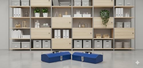 2PACK Portable Tool Box, Metal Tool Box, 4 Non-Slip Foot Pads, Ideal for Trailer, Mechanic, DIY-ers, Car Toolbox, Workshops, Garages, Repair Shops,Blue - size: 2P-Blue