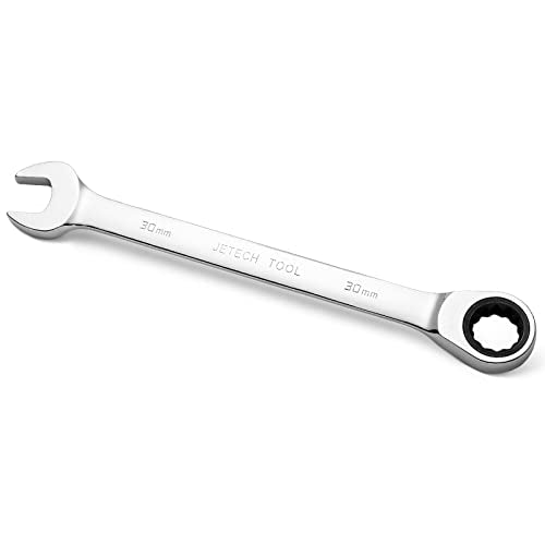 Jetech 30mm Ratchet Wrench, Ratcheting Combination Wrench Metric, Industrial Grade Gear Spanner with 12-Point Design, 72-Tooth Ratchet, Chrome Vanadium Steel for Heavy Duty & DIY Repair - size: 30mm