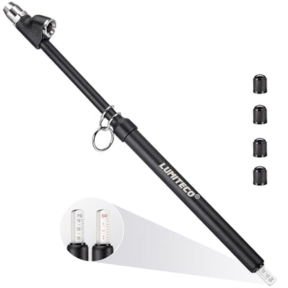 LUMITECO 12'' Dual Head Tire Pressure Gauge, Heavy Duty Truck Tire Gauge Range 10-150PSI 1-10Bar for Tire Pressure Checker, Straight-On Tire Air Gauge Extended Tube for Semi Truck, RV, Car, Motorcycle