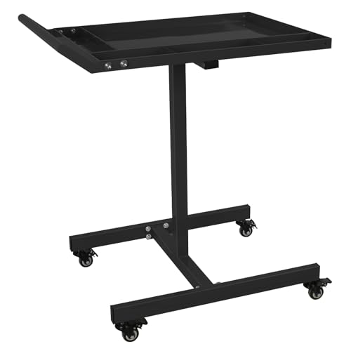 Rolling Tool Tray with Wheels,220lbs Capacity Mechanics Rolling Work Table for Garage,Shop,DIY,30×20 in Tear Down Work Table (Black) - color: Black