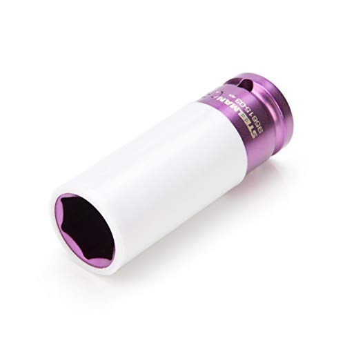 Steelman 13/16-inch Sleeved Socket, Wheel and Lug Nut Protector Polyethylene Sleeve and Insert, Non-Marring, Long, 6-Point, 1/2-inch Drive - size: 13/16" Purple