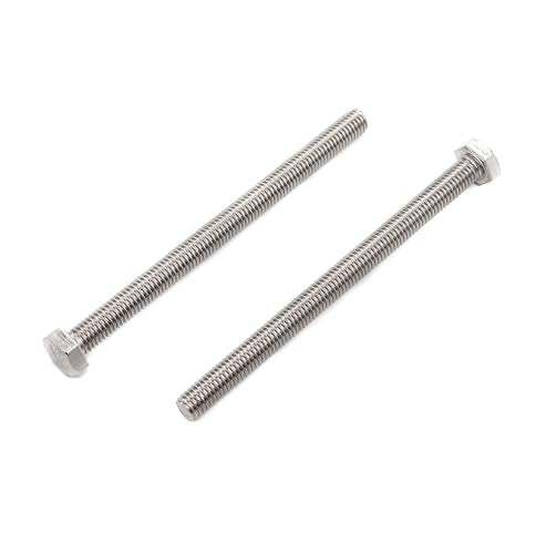 2-Pack M10 x 130mm Hexagon Screws Hex Bolts with M10 Hex Nuts Flat Washers/Spring Lock Washers Set, 304/18-8, Plain Finish - size: 2-Pack M10 x 130mm
