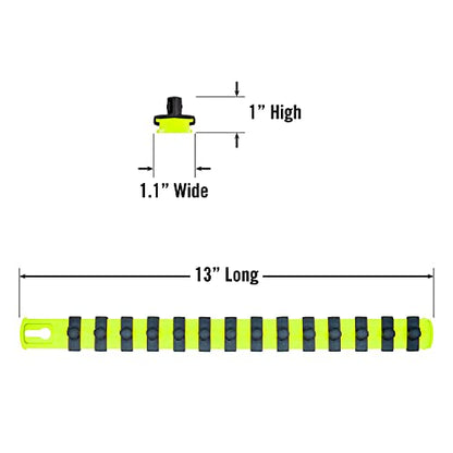 ERNST 13-Inch Socket Rail Organizer with 14 3/8-Inch Twist Lock Clips, High Visibility (8438HV) - color: Hi-viz, size: 3/8-Inch Twist Clips, style: 13-Inch
