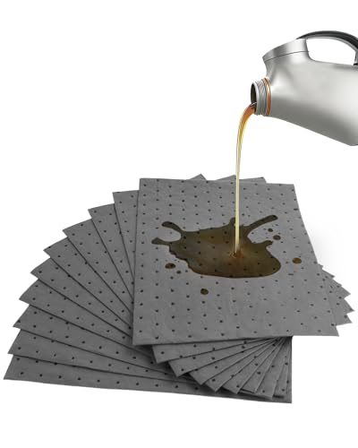 Upgrade 13"x9.8" Oil Absorbent Pads 10 Pack | Trimmable Mat with Professional-Grade Absorption for Workshop, Mechanic Shop, Home Garage Floor, Handles Oil, Water, Coolant & Chemicals - color: 10Pack, size: 13"x9.8"
