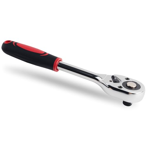 Salior 10 Inch Dual Direction 1/2 Ratchet,Multi-Purpose Socket Wrench Ratchet Wrench for Filter,Spark Plug,Lug Nut Socket,Universal Quick-Release Ratcheting Wrenches Car Accessories - color: 1/2" Drive