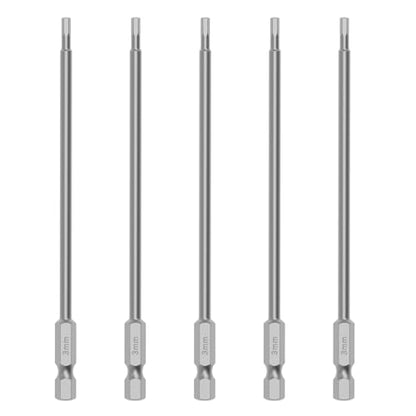 5 Pcs H3 S2 Steel Hex Bit, 3mm, 150mm Length, 1/4" Shank | Magnetic Hex Allen Wrench Screwdriver Bit, 1/4" Hex Shank, Impact Driver Bit for Furniture, Auto Repair & DIY - size: H3, style: 150mm