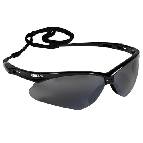 KleenGuard V30 Nemesis Safety Glasses, Black Frame, Smoke Anti-Fog Lens