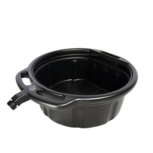 HKTE 16L Oil Drain Pan, 4.2 Gallon Large Capacity Oil Change Pan with Anti-Splash Lip & Wide Pour Spout, Heavy Duty HDPE Oil Catch Container for Cars, Trucks, SUV Maintenance