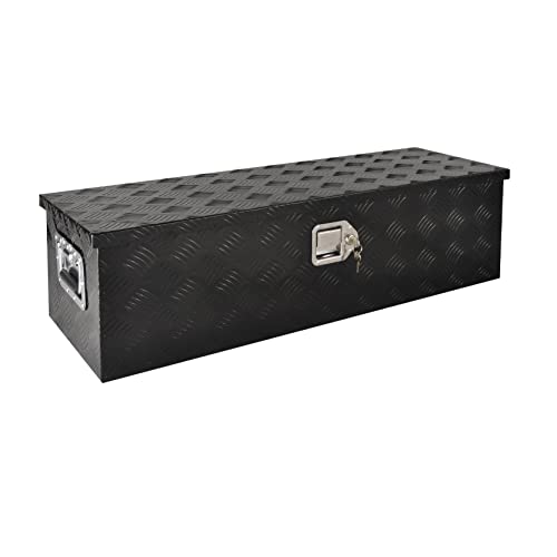 39 Inch Aluminum Heavy Duty Truck Bed Tool Box Truck Car Outdoor Trailer Pickup Toolbox, RV Storage Organizer Trailer Storage Tool Box w/Lock & Keys, 5 Bar Tread, Black (39"X13"X10") - color: Black, size: 39"x13"x10"/Aluminum