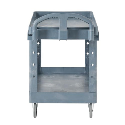 Rubbermaid Commercial Products BRUTE Heavy Duty 2-Shelf Utility/Service Cart, Medium, Lipped Shelves, Ergonomic Handle, 500 lbs. Capacity, Gray, for Warehouse/Garage/Cleaning/Maintenance/Stadiums - color: Gray, size: Medium, style: 2-Shelf
