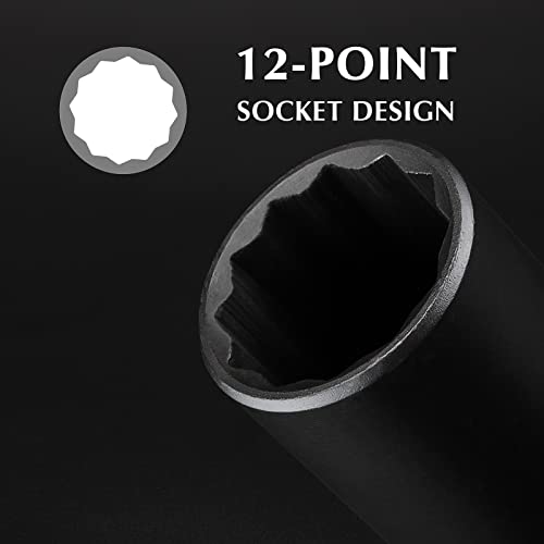 EMENTOL 8PCS 1/2" Drive Deep Spindle Axle Nut Impact Socket Set, CR-MO, 12 Point, Metric, Deep Socket Impact Socket Set-29,30 32, 34, 35, 36, 38, 39mm - size: 8PCS (29mm - 39mm)