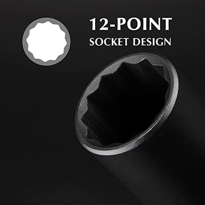 EMENTOL 8PCS 1/2" Drive Deep Spindle Axle Nut Impact Socket Set, CR-MO, 12 Point, Metric, Deep Socket Impact Socket Set-29,30 32, 34, 35, 36, 38, 39mm - size: 8PCS (29mm - 39mm)