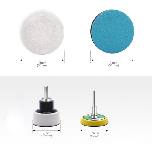 2Inch Car Felt Polishing Buffing Pad, 8pcs Polishing Sanding Discs, Felt Polishing Wheel with Towel, 3mm Shank Backing Pad for Rotary Tools to Polish Glass and Metal (2 Inch Sets 1)