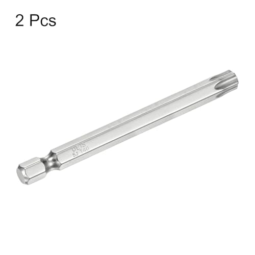 HARFINGTON 2pcs T40 Security Torx Bit 1/4" Hex Shank 3" Long S2 Steel Magnetic Tamper Resistant Star Bits Screwdriver Torx Head with Hole for Driver Drill Bits Remove Fastening Screws - size: T40