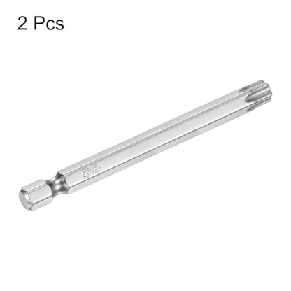 HARFINGTON 2pcs T40 Security Torx Bit 1/4" Hex Shank 3" Long S2 Steel Magnetic Tamper Resistant Star Bits Screwdriver Torx Head with Hole for Driver Drill Bits Remove Fastening Screws - size: T40