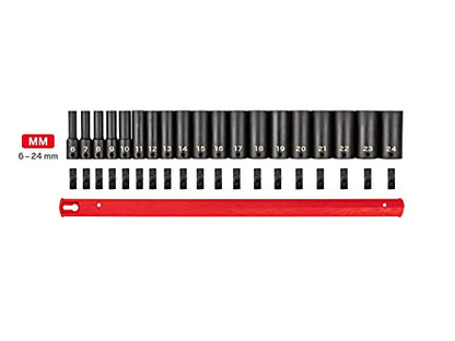 TEKTON 3/8 Inch Drive Impact Socket Set, 19-Piece | SID91107 - size: 19-Piece (1/4-1 in.), style: Deep