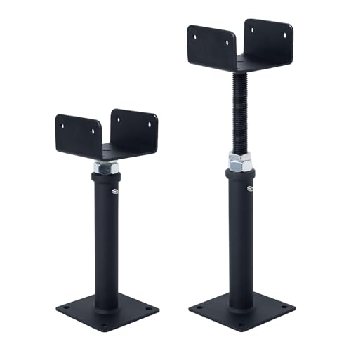 2 Pack U-Shaped Floor Jack, Heavy Duty Adjustable Steel Telepost with U-Head for 4x2, 4x4, 4x6 Joists, 9-13 Inch Adjustment Range, Screw Jack Post for Beam Support & Leveling - size: 9-13