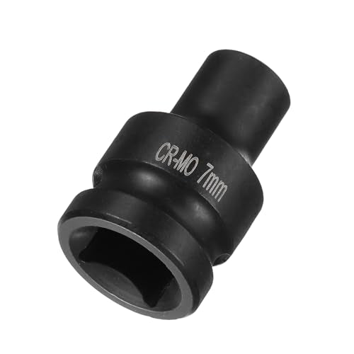 HARFINGTON 4 Point Square Socket 1/2" Drive 7mm Metric Square Impact Socket CR-MO Blackening Standard Wheel Sockets Pneumatic Socket Tool for Auto Repair Mechanical Maintenance Home Use - size: 7mm