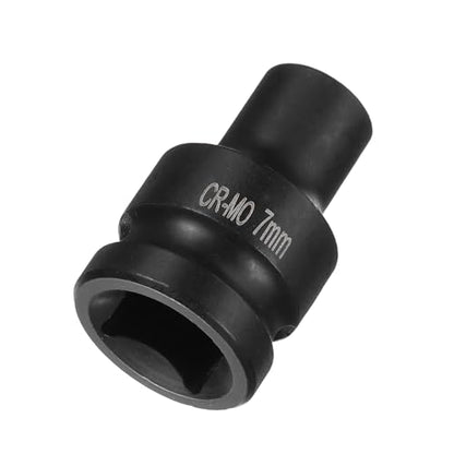 HARFINGTON 4 Point Square Socket 1/2" Drive 7mm Metric Square Impact Socket CR-MO Blackening Standard Wheel Sockets Pneumatic Socket Tool for Auto Repair Mechanical Maintenance Home Use - size: 7mm