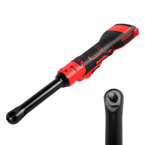 3/8" Extended Cordless Ratchet Wrench Compatible with Milw-aukee 18V Batteries, 320 RPM, 80 N.m Electric Power Ratchet Wrench,Built-in LED Light, Extended 6-inch Long Neck