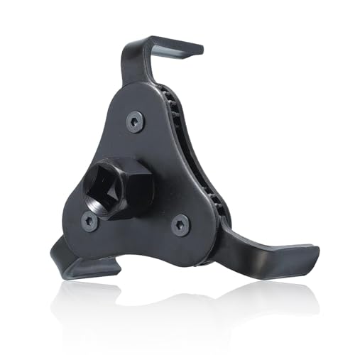 3 Jaw Oil Filter Wrench, Adjustable Steel Oil Filter Wrench, 1/2 to 3/8 Inches Square Drive Socket, Universal Oils Filters Removal Tool, for Most Cars (Black) - color: Black